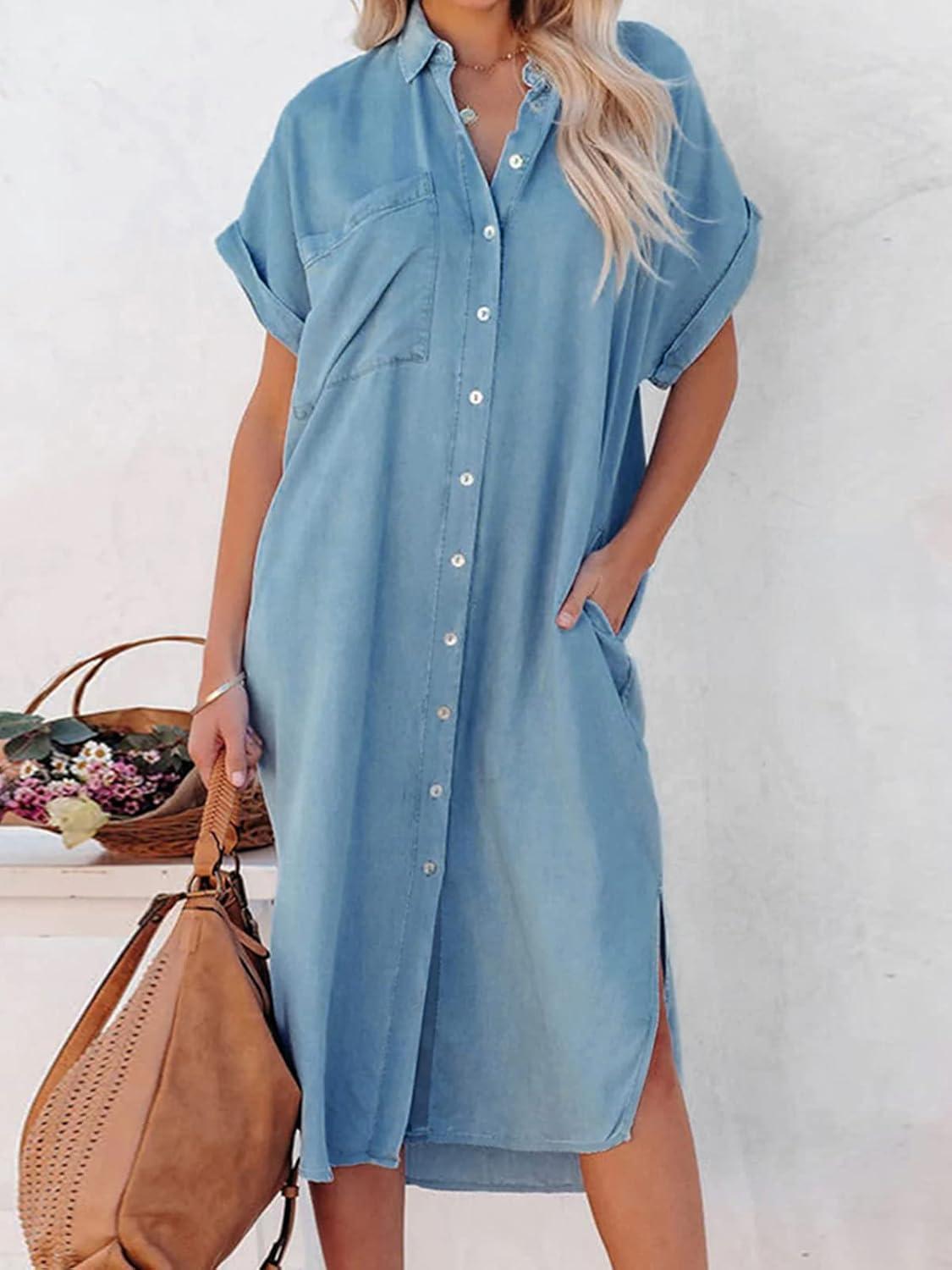 imageCUPSHE Womens Beige amp Red Solid Color Bell Sleeve VNeck Short Sleeve Button Down ALine Midi Dress with Slit Hem amp Fitted Waist XS to XL