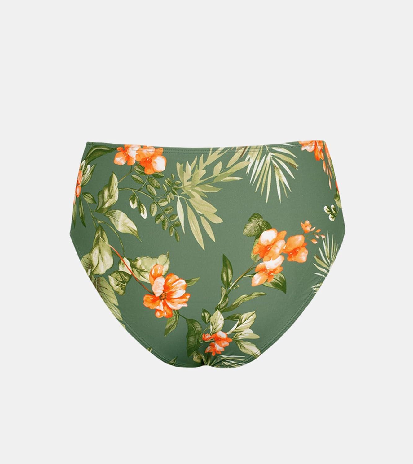 imageCUPSHE Womens Bikini Bottoms High Waisted Full Coverage Swimsuit Only Bottoms Bathing SuitsGreenFloral