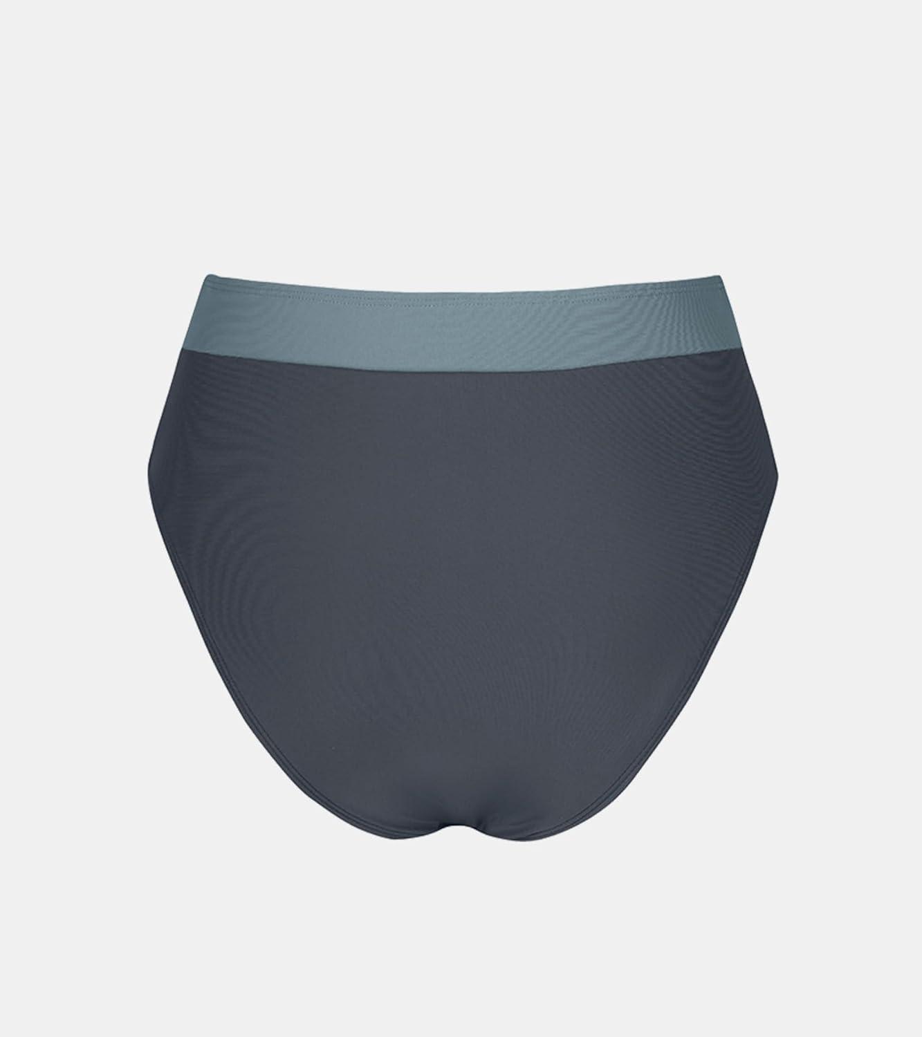 imageCUPSHE Womens High Waisted Bikini Bottom Color Block Bathing SuitDark TealDark Grey
