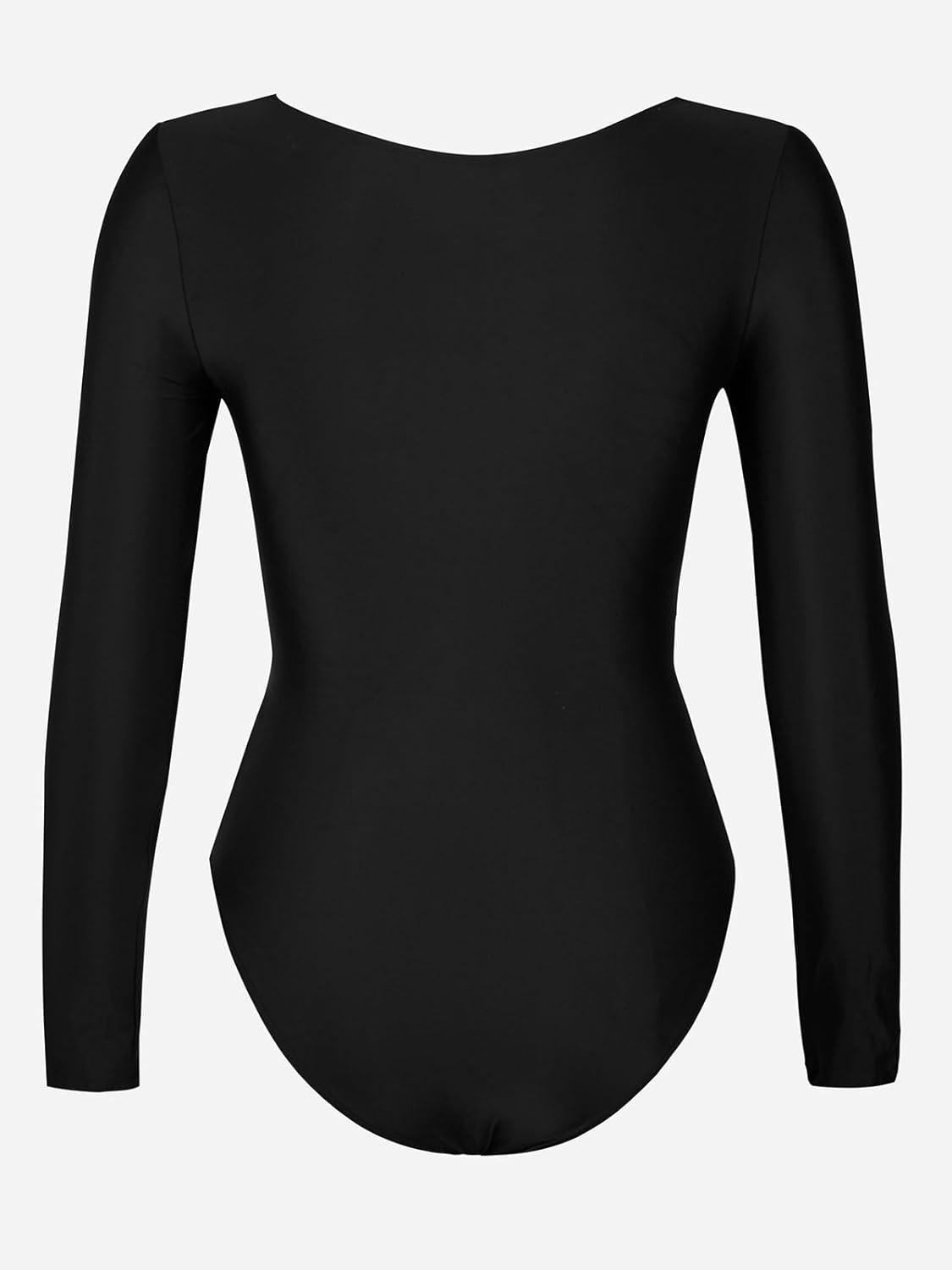 imageCUPSHE Womens One Piece Swimsuit Rash Guard Long Sleeve Cutout UPF 50 UV Deep V Neck ORingBlack
