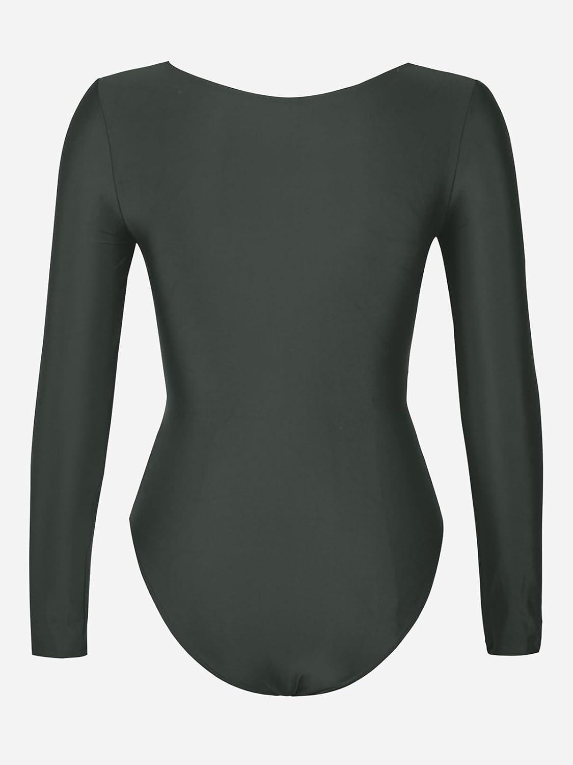 imageCUPSHE Womens One Piece Swimsuit Rash Guard Long Sleeve Cutout UPF 50 UV Deep V Neck ORingGray Green