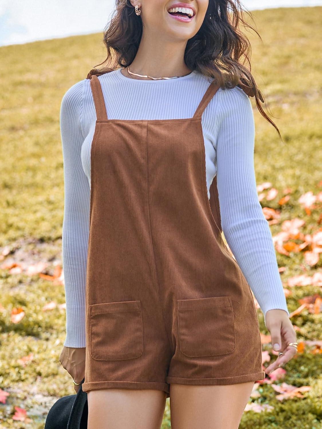 imageCUPSHE Womens Romper Square Neck Patch Pocket Wide Leg Tied Lace Up Jumpsuit Outfit Casual DressyBrown