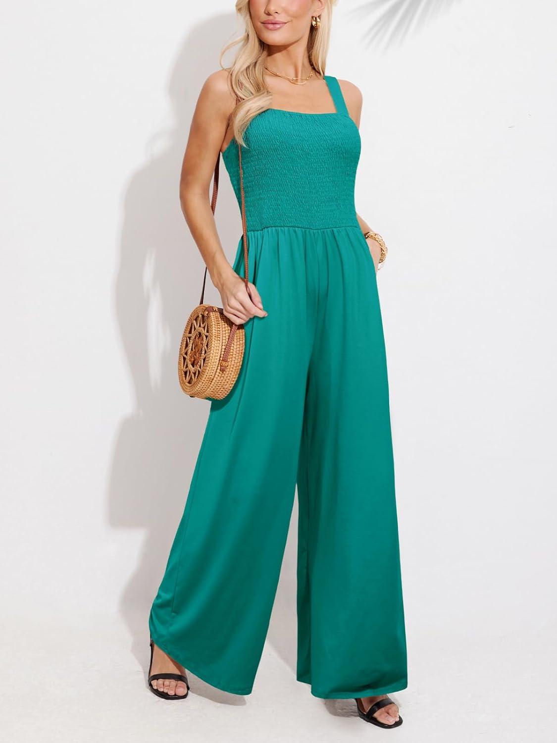 imageCUPSHE Womens Romper Square Neck Sleeveless Jumpsuit Straight leg Outfit Casual DressyTeal