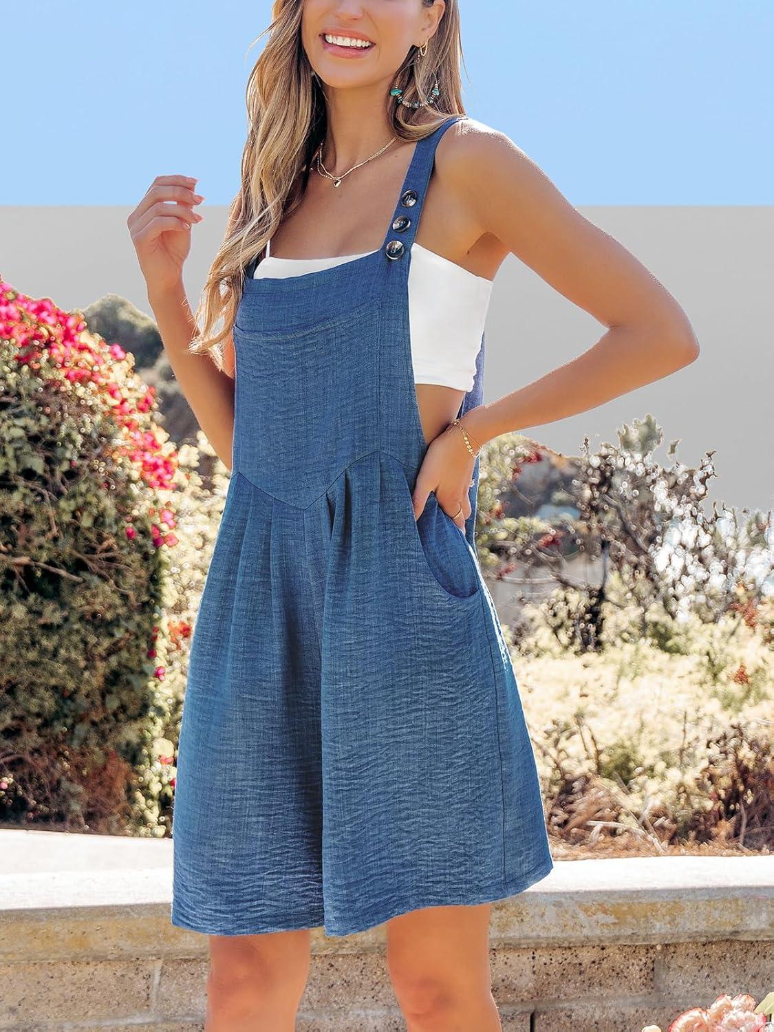 imageCUPSHE Womens Romper Square Neck Sleeveless Straight leg Jumpsuit Botton Outfit Casual DressyBlue