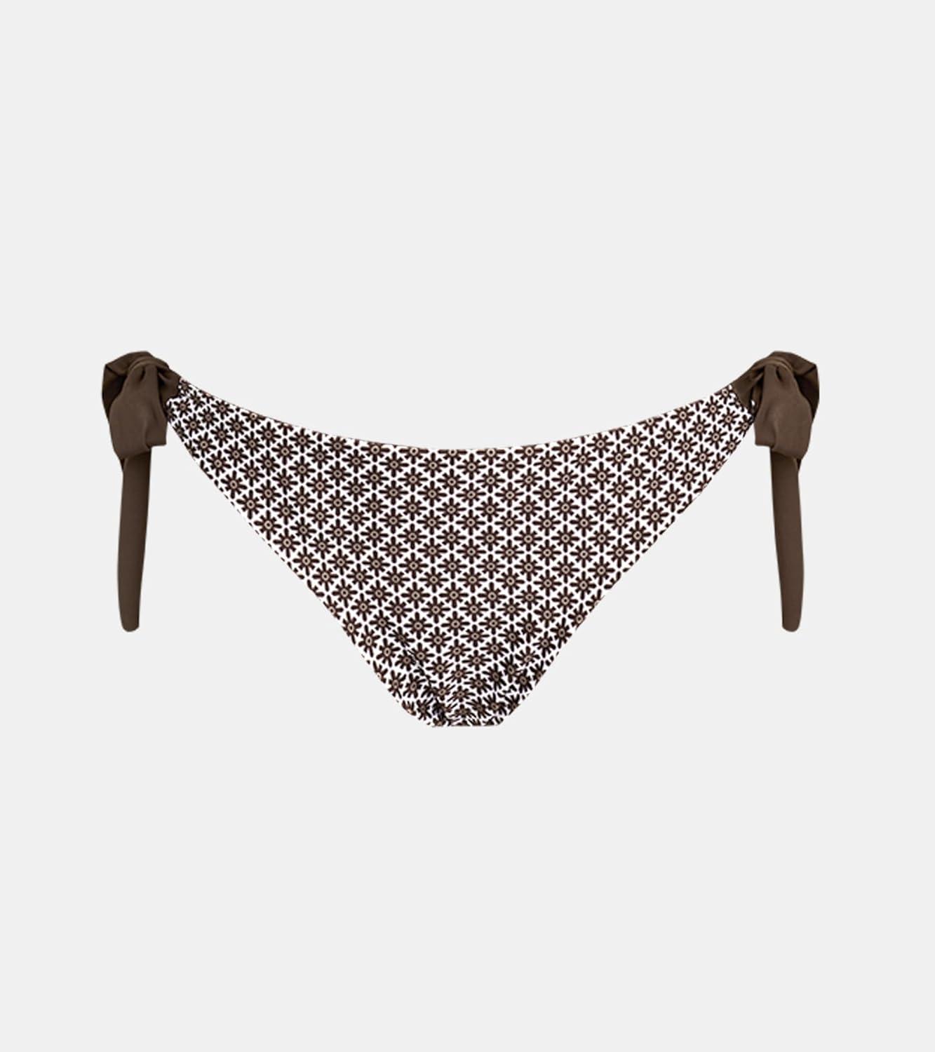 imageCUPSHE Womens Swimsuit Bikini Reversible Bottom Side TieWhiteBrownFloral