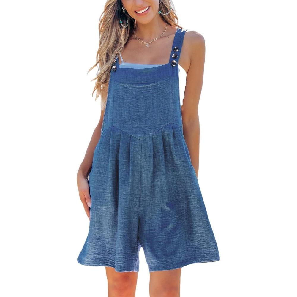 imageCUPSHE Womens Romper Square Neck Sleeveless Straight leg Jumpsuit Botton Outfit Casual DressyBlue