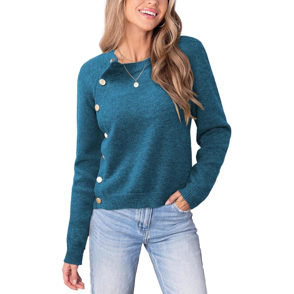 imageCUPSHE Womens Sweaters Long Sleeve Crew Neck Trendy Sweater Tops for FallNavy