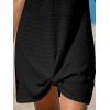 CUPSHE Bathing Suit Cover Up for Women Waffle Knit Twisted Beach Dress Short Sleeve Summer Swimsuit Coverup Swimwear(Black)