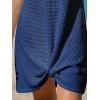 CUPSHE Bathing Suit Cover Up for Women Waffle Knit Twisted Beach Dress Short Sleeve Summer Swimsuit Coverup Swimwear(Dark Blue)