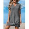 CUPSHE Bathing Suit Cover Up for Women Waffle Knit Twisted Beach Dress Short Sleeve Summer Swimsuit Coverup Swimwear(Dark Grey)