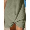 CUPSHE Bathing Suit Cover Up for Women Waffle Knit Twisted Beach Dress Short Sleeve Summer Swimsuit Coverup Swimwear(Green)