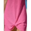 CUPSHE Bathing Suit Cover Up for Women Waffle Knit Twisted Beach Dress Short Sleeve Summer Swimsuit Coverup Swimwear(Hot Pink)