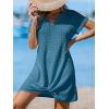 CUPSHE Bathing Suit Cover Up for Women Waffle Knit Twisted Beach Dress Short Sleeve Summer Swimsuit Coverup Swimwear(Lake Blue)
