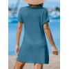 CUPSHE Bathing Suit Cover Up for Women Waffle Knit Twisted Beach Dress Short Sleeve Summer Swimsuit Coverup Swimwear(Lake Blue)