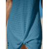 CUPSHE Bathing Suit Cover Up for Women Waffle Knit Twisted Beach Dress Short Sleeve Summer Swimsuit Coverup Swimwear(Lake Blue)
