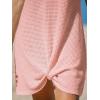 CUPSHE Bathing Suit Cover Up for Women Waffle Knit Twisted Beach Dress Short Sleeve Summer Swimsuit Coverup Swimwear(Pink)