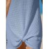 CUPSHE Bathing Suit Cover Up for Women Waffle Knit Twisted Beach Dress Short Sleeve Summer Swimsuit Coverup Swimwear(Sky Blue)