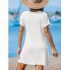 CUPSHE Bathing Suit Cover Up for Women Waffle Knit Twisted Beach Dress Short Sleeve Summer Swimsuit Coverup Swimwear(White)