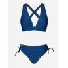 CUPSHE Bikini Set for Women Two Piece Swimsuit V Neck Triangle Top Wide Straps Cross Back Lace up Mid Rise(Blue)