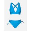 CUPSHE Bikini Set for Women Two Piece Swimsuit V Neck Triangle Top Wide Straps Cross Back Lace up Mid Rise(Deep Sky Blue)