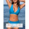 CUPSHE Bikini Set for Women Two Piece Swimsuit V Neck Triangle Top Wide Straps Cross Back Lace up Mid Rise(Deep Sky Blue)