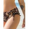 CUPSHE Bikini Set for Women Two Piece Swimsuit V Neck Triangle Top Wide Straps Cross Back Lace up Mid Rise(Espresso Brown/Leopard)