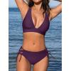 CUPSHE Bikini Set for Women Two Piece Swimsuit V Neck Triangle Top Wide Straps Cross Back Lace up Mid Rise(Grape Purple)