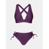 CUPSHE Bikini Set for Women Two Piece Swimsuit V Neck Triangle Top Wide Straps Cross Back Lace up Mid Rise(Grape Purple)