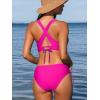CUPSHE Bikini Set for Women Two Piece Swimsuit V Neck Triangle Top Wide Straps Cross Back Lace up Mid Rise(Magenta)