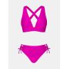 CUPSHE Bikini Set for Women Two Piece Swimsuit V Neck Triangle Top Wide Straps Cross Back Lace up Mid Rise(Magenta)
