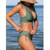CUPSHE Bikini Set for Women Two Piece Swimsuit V Neck Triangle Top Wide Straps Cross Back Lace up Mid Rise(Olive Green)