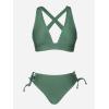CUPSHE Bikini Set for Women Two Piece Swimsuit V Neck Triangle Top Wide Straps Cross Back Lace up Mid Rise(Olive Green)