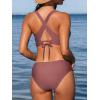 CUPSHE Bikini Set for Women Two Piece Swimsuit V Neck Triangle Top Wide Straps Cross Back Lace up Mid Rise(Pale Mauve)