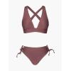 CUPSHE Bikini Set for Women Two Piece Swimsuit V Neck Triangle Top Wide Straps Cross Back Lace up Mid Rise(Pale Mauve)