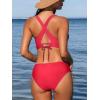 CUPSHE Bikini Set for Women Two Piece Swimsuit V Neck Triangle Top Wide Straps Cross Back Lace up Mid Rise(Red)