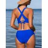 CUPSHE Bikini Set for Women Two Piece Swimsuit V Neck Triangle Top Wide Straps Cross Back Lace up Mid Rise(Royal Blue)
