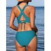 CUPSHE Bikini Set for Women Two Piece Swimsuit V Neck Triangle Top Wide Straps Cross Back Lace up Mid Rise(Teal Blue)