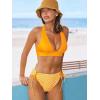 CUPSHE Bikini Set for Women Two Piece Swimsuit V Neck Triangle Top Wide Straps Cross Back Lace up Mid Rise(Yellow/Floral)