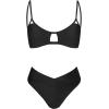 CUPSHE Bikini Set for Women Two Piece Swimsuits Cut Out High Waisted Scoop Neck V Cut Bottom(Black)