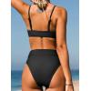 CUPSHE Bikini Set for Women Two Piece Swimsuits Cut Out High Waisted Scoop Neck V Cut Bottom(Black)