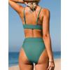 CUPSHE Bikini Set for Women Two Piece Swimsuits Cut Out High Waisted Scoop Neck V Cut Bottom(Emerald Green)