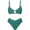 CUPSHE Bikini Set for Women Two Piece Swimsuits Cut Out High Waisted Scoop Neck V Cut Bottom(Emerald Green)