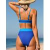 CUPSHE Bikini Set for Women Two Piece Swimsuits Cut Out High Waisted Scoop Neck V Cut Bottom(Lapis Blue/Sky Blue)