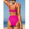 CUPSHE Bikini Set for Women Two Piece Swimsuits Cut Out High Waisted Scoop Neck V Cut Bottom(Magenta Red)