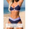 CUPSHE Bikini Set for Women Two Piece Swimsuits Cut Out High Waisted Scoop Neck V Cut Bottom(Purple/Blue)