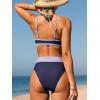 CUPSHE Bikini Set for Women Two Piece Swimsuits Cut Out High Waisted Scoop Neck V Cut Bottom(Purple/Blue)