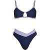 CUPSHE Bikini Set for Women Two Piece Swimsuits Cut Out High Waisted Scoop Neck V Cut Bottom(Purple/Blue)