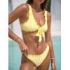 CUPSHE Bikini Sets for Women Two Piece Swimsuit Cute Ruffled Bathing Suit Wide Straps Low Rise High Cut Cheeky Bottom(Lemon Yellow/Striped)