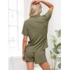 CUPSHE Button Down Pajama Shorts Set for Women 2 Piece Post Partum Lounge Shorts PJ Sets(Army Green)