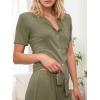 CUPSHE Button Down Pajama Shorts Set for Women 2 Piece Post Partum Lounge Shorts PJ Sets(Army Green)
